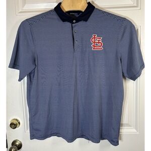 Cutter & Buck St Louis Cardinals Polo Shirt Mens XL Navy Stripe MLB Golf